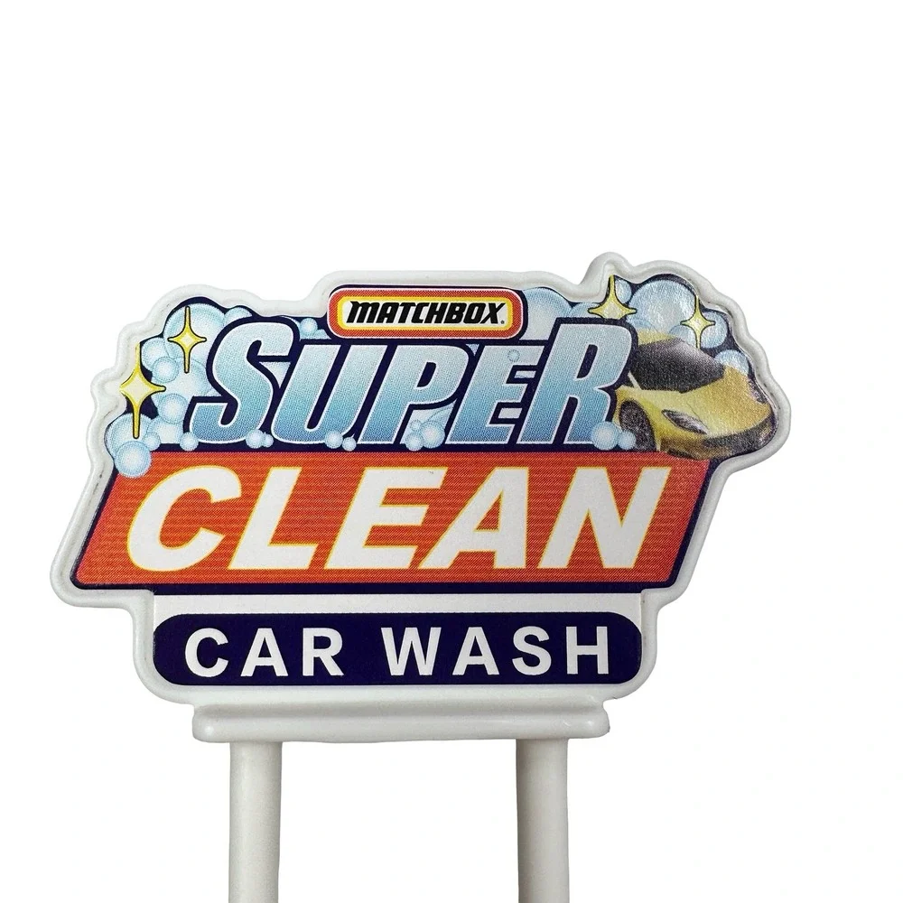 Matchbox Super Clean Car Wash Replacement Sign Accessory White‎ Plastic